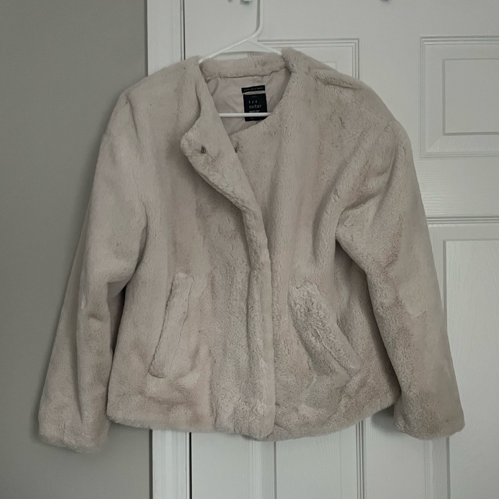 Zara cream fur jacket size medium